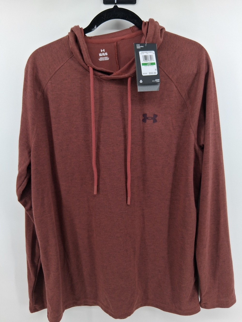 Under Armour Men’s Hooded Long-Sleeve Pullover in Rust Brown